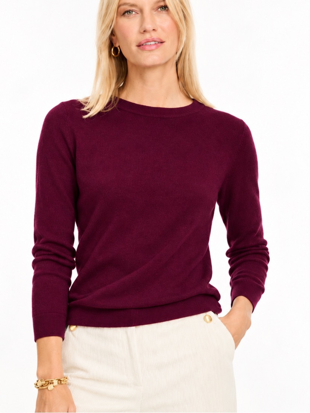 100% Cashmere Talbots Cashmere Sweater Small Wine Crewneck